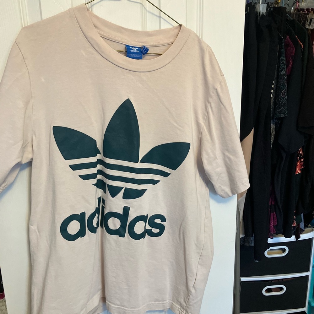 Adidas Cream Black Logo Short Sleeve Men’s T-shirt